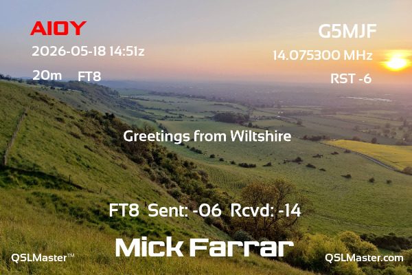 QSL Master Card for G5MJF QSO with AI0Y
