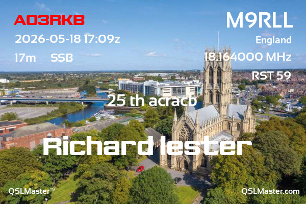 QSL Master Card for M9RLL QSO with AO3RKB