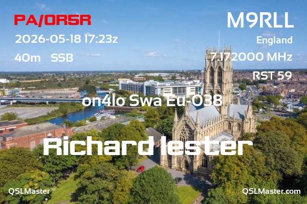 QSL Master Card for M9RLL QSO with PA/OR5R