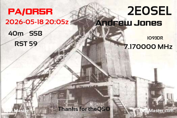 QSL Master Card for 2E0SEL QSO with PA/OR5R