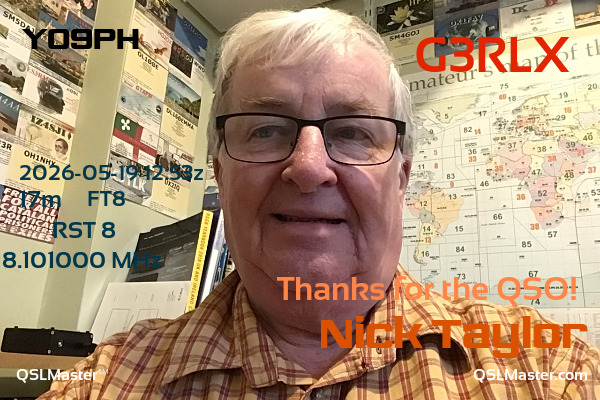 QSL Master Card for G3RLX QSO with YO9PH