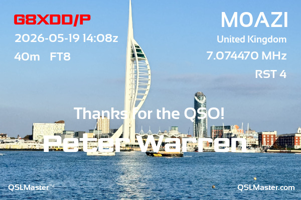 QSL Master Card for M0AZI QSO with G8XDD/P