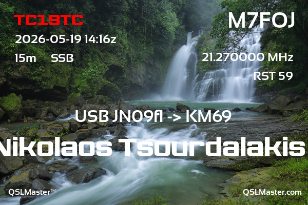 QSL Master Card for M7FOJ QSO with TC19TC