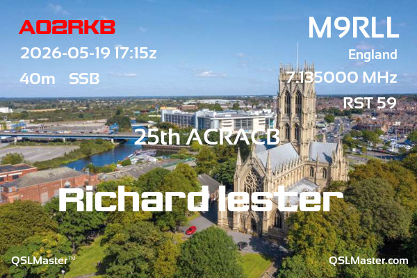 QSL Master Card for M9RLL QSO with AO2RKB