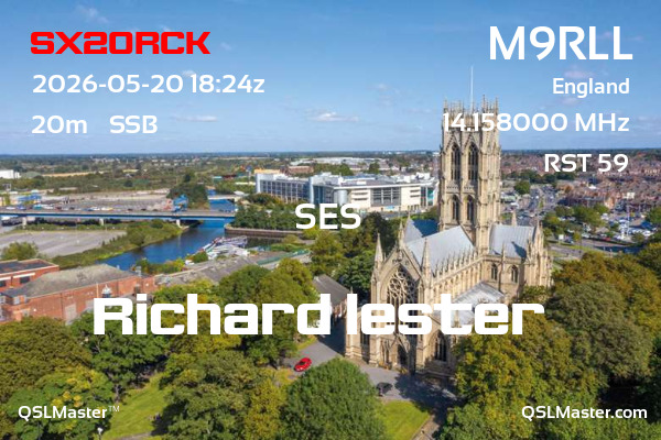 QSL Master Card for M9RLL QSO with SX20RCK