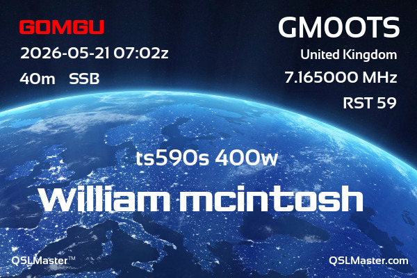 QSL Master Card for GM0OTS QSO with G0MGU