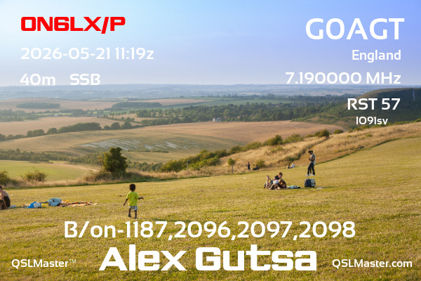 QSL Master Card for G0AGT QSO with ON6LX/P