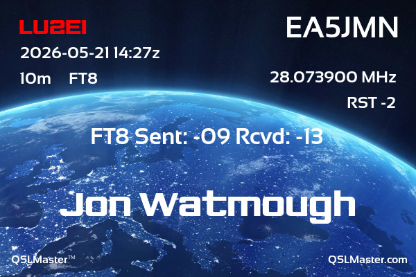 QSL Master Card for EA5JMN QSO with LU2EI
