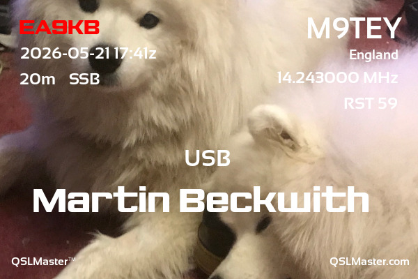 QSL Master Card for M9TEY QSO with EA9KB