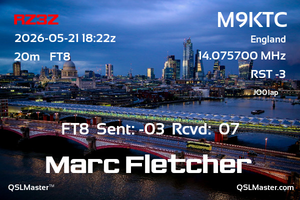 QSL Master Card for M9KTC QSO with RZ3Z