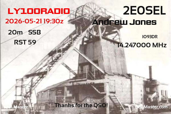 QSL Master Card for 2E0SEL QSO with LY100RADIO