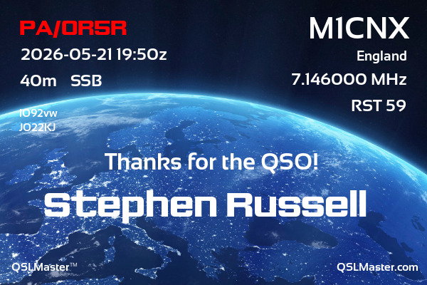 QSL Master Card for M1CNX QSO with PA/OR5R