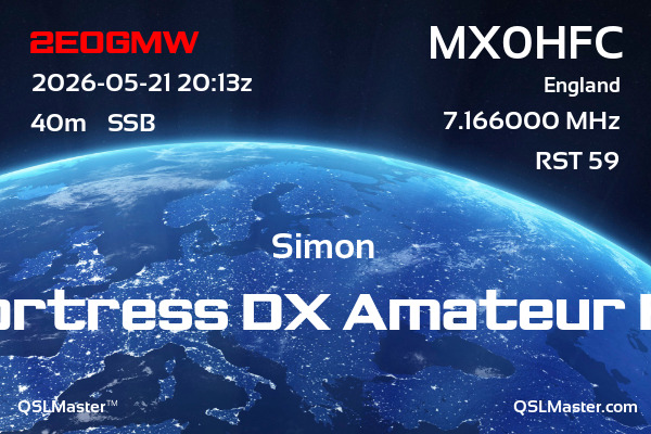 QSL Master Card for MX0HFC QSO with 2E0GMW
