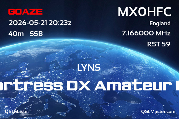 QSL Master Card for MX0HFC QSO with G0AZE