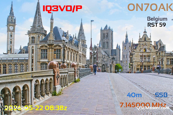 QSL Master Card for ON7OAK QSO with IQ3VO/P