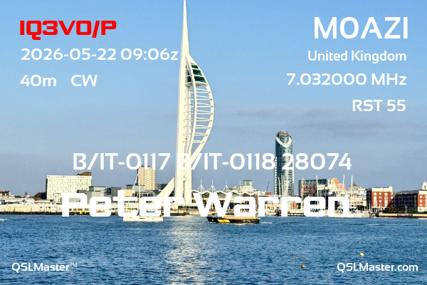 QSL Master Card for M0AZI QSO with IQ3VO/P