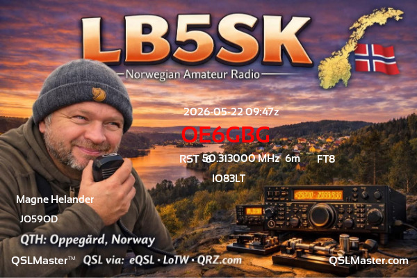 QSL Master Card for LB5SK QSO with OE6GBG