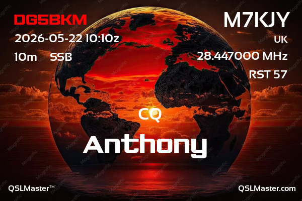 QSL Master Card for M7KJY QSO with DG5BKM