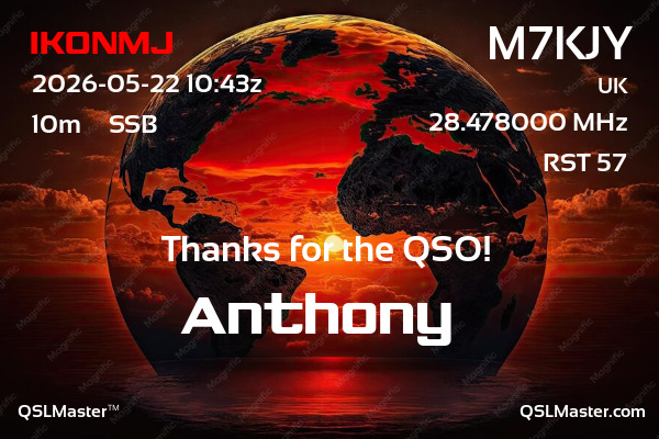 QSL Master Card for M7KJY QSO with IK0NMJ