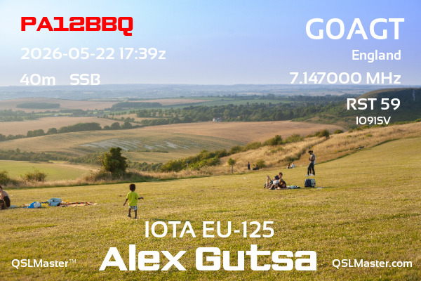 QSL Master Card for G0AGT QSO with PA12BBQ