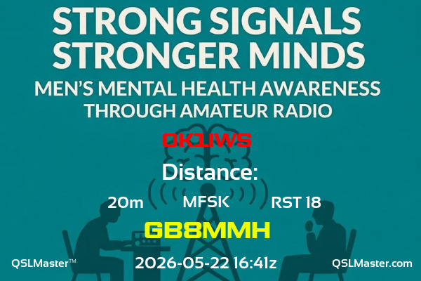 QSL Master Card for GB8MMH QSO with OK1IWS