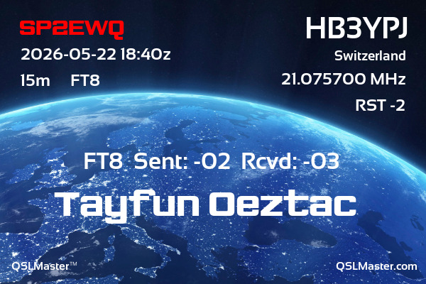 QSL Master Card for HB3YPJ QSO with SP2EWQ
