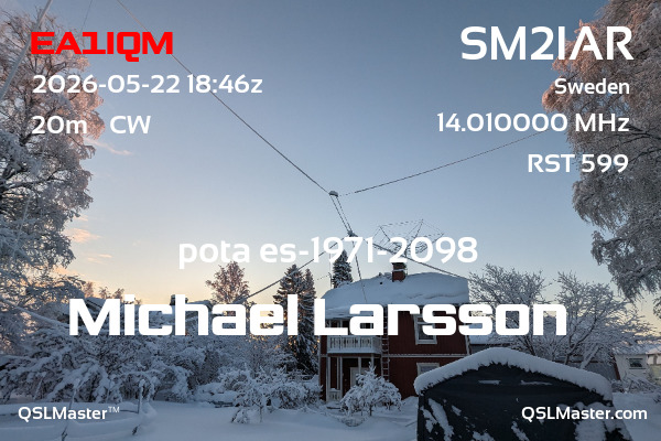 QSL Master Card for SM2IAR QSO with EA1IQM