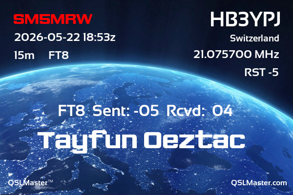 QSL Master Card for HB3YPJ QSO with SM5MRW