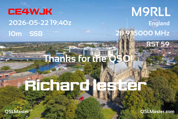 QSL Master Card for M9RLL QSO with CE4WJK