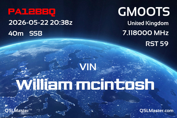 QSL Master Card for GM0OTS QSO with PA12BBQ