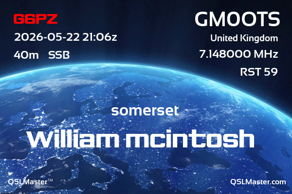 QSL Master Card for GM0OTS QSO with G6PZ