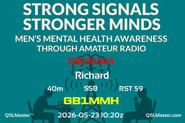 QSL Master Card for GB1MMH QSO with GB2WAR