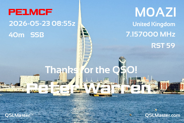 QSL Master Card for M0AZI QSO with PE1MCF