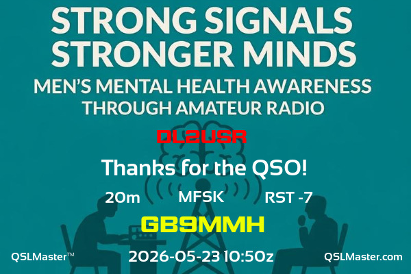 QSL Master Card for GB9MMH QSO with DL2USR