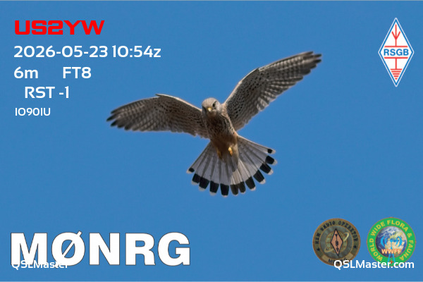 QSL Master Card for M0NRG QSO with US2YW