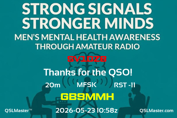 QSL Master Card for GB9MMH QSO with SV1DZB
