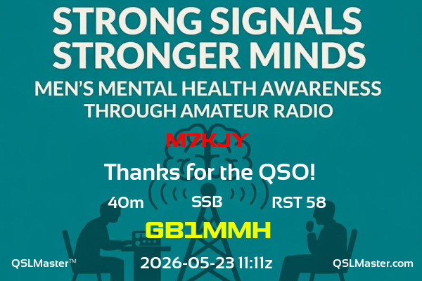 QSL Master Card for GB1MMH QSO with M7KJY
