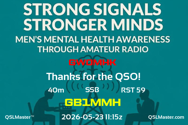 QSL Master Card for GB1MMH QSO with GW0MHK
