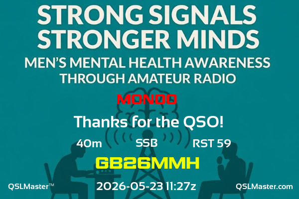 QSL Master Card for GB26MMH QSO with M0NOO