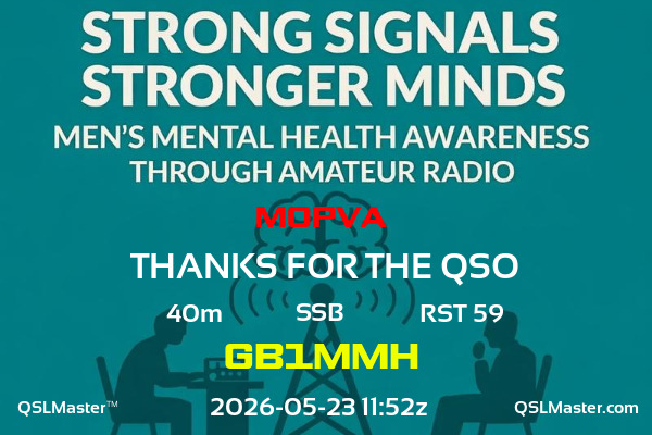 QSL Master Card for GB1MMH QSO with M0PVA