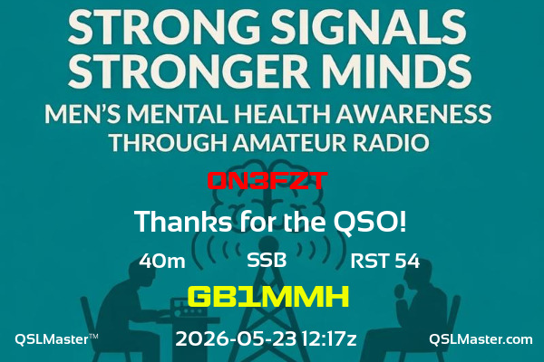 QSL Master Card for GB1MMH QSO with ON3FZT