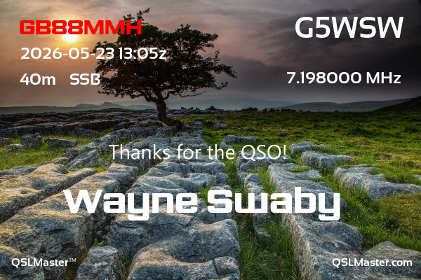 QSL Master Card for G5WSW QSO with GB88MMH