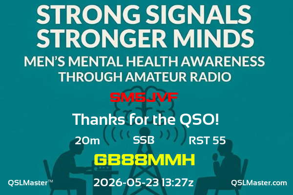 QSL Master Card for GB88MMH QSO with SM5JVF