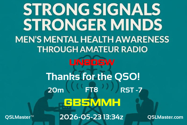 QSL Master Card for GB5MMH QSO with UN8DSW