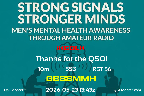 QSL Master Card for GB88MMH QSO with IK6DLK