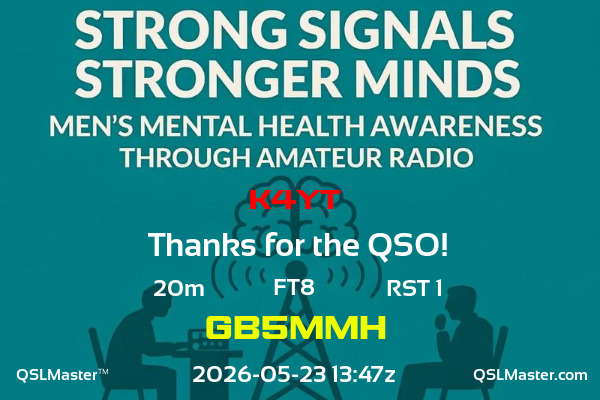 QSL Master Card for GB5MMH QSO with K4YT
