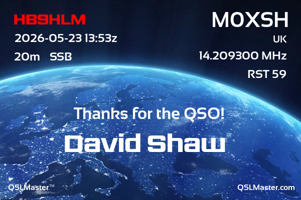 QSL Master Card for M0XSH QSO with HB9HLM