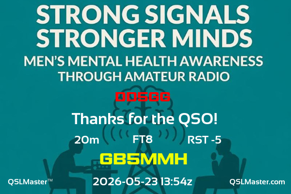 QSL Master Card for GB5MMH QSO with DD5GG