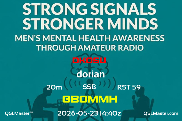 QSL Master Card for GB0MMH QSO with DK0SU