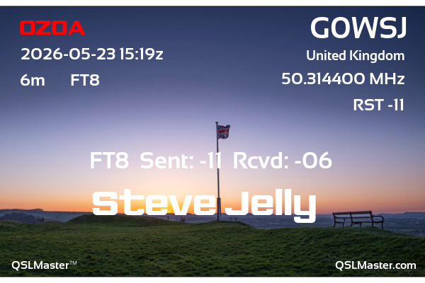 QSL Master Card for G0WSJ QSO with OZ0A